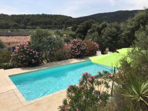 an image of a swimming pool in a garden at Mas d'Olea in Lauris