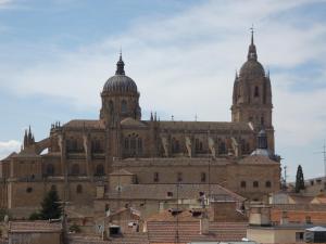 a large building with two domes on top of it at Hotel Mercado by gaiarooms in Salamanca