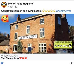 a screenshot of a building with a sign on it at The Cheney Arms in Gaddesby +47 photos