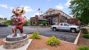 a statue of a dog in a us flag at Best Western Plus InnTowner Madison in Madison