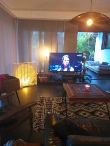 TV a/nebo společenská místnost v ubytování CHAMBRE CHEZ L HABITANT PISCINE VUE MER SDB et TERRASSE PRIVEE