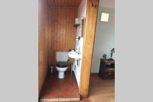a bathroom with a toilet and a sink at Duplex Vistas Fibra 300mb "HOGARaHOME" in Las Lagunas