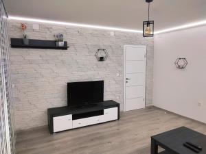 Televízia a/alebo spoločenská miestnosť v ubytovaní Apartman Levi