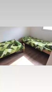 two beds sitting next to each other in a room at Smestaj sobe di camera uno in Subotica