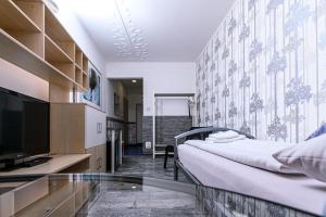 Televízia a/alebo spoločenská miestnosť v ubytovaní Point Pension