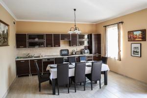 Kuchyň nebo kuchyňský kout v ubytování Muflon Apartman Jakuzzis Vendégház Mány
