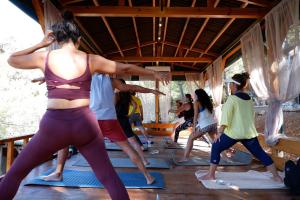 a group of people in a yoga class at Tree Houses Hotel in Fethiye