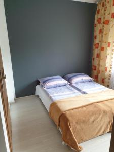 a bed with two pillows on it in a bedroom at Ośrodek Agroturystyka "u Chlipały" in Ochotnica Górna
