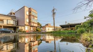a body of water in the middle of a street at New Fox Guest House in Zhuangwei