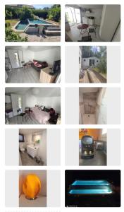 un collage de différentes photos d'une maison dans l'établissement Chalet Aurore, à Mérignac