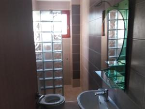 y baño con lavabo, aseo y espejo. en Villa Goleš Travnik, en Travnik