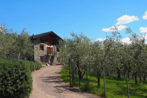 un chemin de terre devant une maison arborée dans l'établissement fantastica villa fra le Alpi valtellinesi, à Tresivio