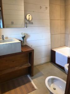 un baño con lavabo e inodoro en La melliza, en San Carlos de Bariloche