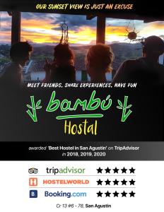 a flyer for a banquet hosted in an event at Hostal Bambu in San Agustín