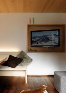 TV tai viihdekeskus majoituspaikassa Alpenrose Boutique Chalet Gretl