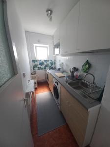 une cuisine avec un évier et une machine à laver dans l'établissement Garsoniera Comfort, à Bucarest