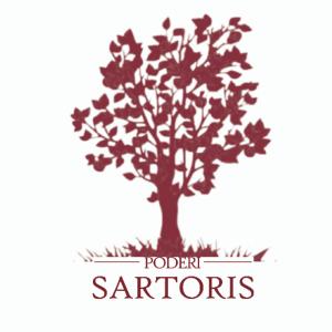 a tree silhouette with the words popular santorros at Poderi Sartoris in San Marzano Oliveto