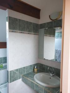 a bathroom with a sink and a mirror at Au Grés du Vent in Ruy