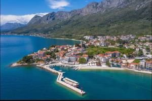 an aerial view of a small island in the water at Apartments Nikola in Gradac