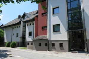 un grupo de edificios al lado de una calle en Apartment Alpe, en Kranjska Gora