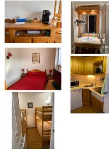 three pictures of a kitchen and a room at Appartement Montagne Puy Saint Vincent 1800 - Résidence Dame Blanche 3 étoiles in Puy-Saint-Vincent