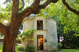 an old house with a tree in front of it at Château de Montaupin in Oizé