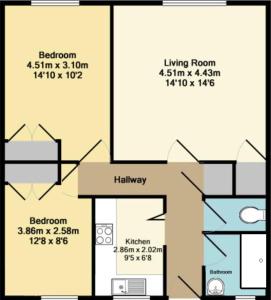 Surbiton modern 2 bedroom flat with parking