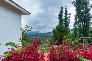 Warmth Hill Crest في كوديكانال: حديقة بها زهور وردية أمام المبنى