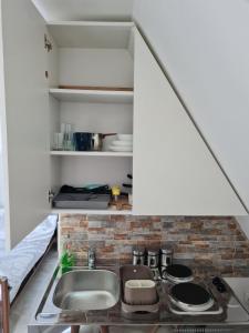 Kuchyň nebo kuchyňský kout v ubytování Apartmani Radaković