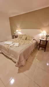 um quarto com uma cama grande e uma mesa em Nidale Suites 1 em La Rioja