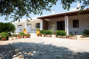 a house with potted plants in front of it at Residence Tenuta Masiedd 2 in Cisternino