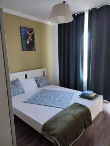 Un pat sau paturi într-o cameră la Apartament 2 camere in Techirghiol