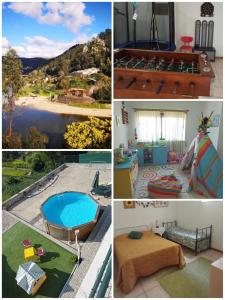 eine Collage aus vier Bildern mit einem Pool in der Unterkunft CASA do MONDEGO COIMBRA-17km in Penacova