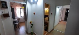 a room with a hallway with a mirror on the wall at Serghi in Mangalia