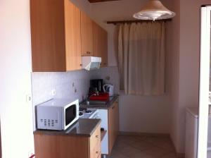 a small kitchen with a microwave on a counter at Georgia in Nikiana