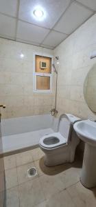 a bathroom with a toilet and a sink at Dubai Hostel, Bedspace and Backpackers in Dubai