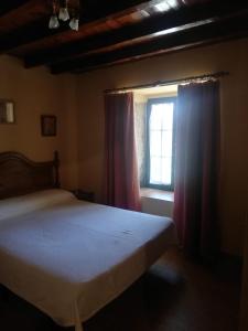 Schlafzimmer mit einem Bett und einem Fenster in der Unterkunft Casa Rural del Chopo in La Aliseda de Tormes