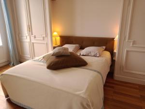 un letto con due cuscini sopra in una stanza di Chateau du Breuil a Beaulieu-sur-Layon