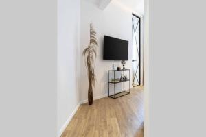 Televízia a/alebo spoločenská miestnosť v ubytovaní Apartament JK Toruń