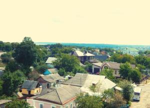 Una vista aérea de un barrio residencial con casas. en Комфортні Апартаменти біля Фентезі Парка, en Uman