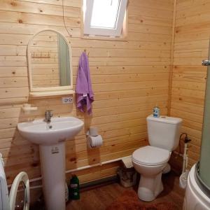ゴルビツカヤにあるSeaside Vacation Homeのバスルーム(白いトイレ、シンク付)