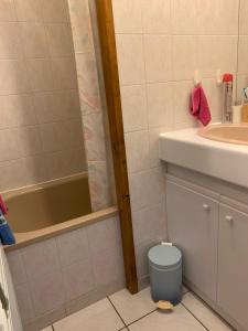 een badkamer met een douche, een toilet en een wastafel bij Studio Embrun plan d eau de 2 à 4 personnes situé 3 chemin de chadenas in Embrun