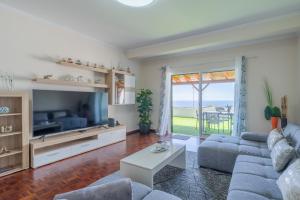a living room with a couch and a tv at Flowers island house 3 in Caniço
