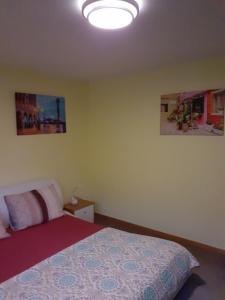 a bedroom with a bed and two pictures on the wall at Maja in Velika Gorica +42 photos