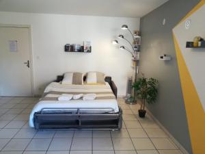 a bedroom with a large bed in a room at (-; Eldorado Saint-Jacques au nord de Toulouse ;-) in Saint-Alban