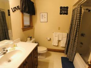 a bathroom with a sink and a toilet and a shower at Briarstone Lodge Condo 13B in Pigeon Forge
