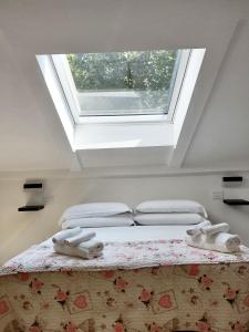 a bedroom with a bed under a skylight at Bergamo & Dintorni in Bergamo