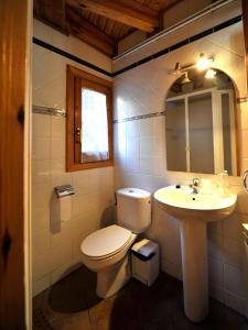 uma casa de banho com um WC e um lavatório em Apartament L'àtic em Espot