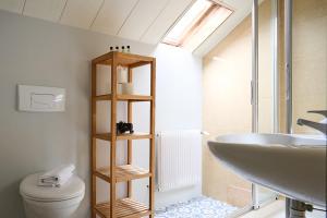 a bathroom with a sink and a toilet and a sink at Vert Lodge Chamonix in Chamonix-Mont-Blanc