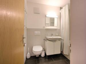 a small bathroom with a toilet and a sink at Apartment Chesa Islas by Interhome in Pontresina